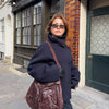 Elegant Stand Collar Woolen Jacket For Women Y2k Single Breasted Button Casual Coat Lady Autumn Winter Street Chic Outwear