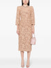 High Street Stylish Designer Women's Beaded Diamond Long Sleeve Slim Water-Soluble Lace Dress