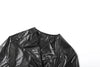 Faux Leather Crop Jacket Women Cross Neck Hipster Single Button Irregular Fall Wild Basic Sexy Streetwear Coat