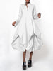 Spring Women Elegant Red Party Evening Midi Dresses Long Sleeves Loose Solid Color Stand Collar Prom Gown