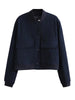 Women Solid Bomber Jackets Coat With Pockets V-Neck Single Breasted Long Sleeves Female Chic Lady Outfits