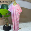 Fall Holiday Half Batwing Sleeve Striped Print Loose Long Dress Street Women Party Vestidos Maxi Dresses Vestidos