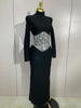 Elegant Sparkly Diamonds Long Sleeves Bodycon Long Bandage Dress Women Evening Prom Birthday Party Wedding Guest Gowns
