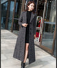 Woolen Women's Coat Korean Version Thick Long Autumn/Winter Slim fit Plaid Woolen Coat Over Knee Trench Coat for Women Wlf