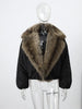 Faux Fur Collar Bomber Jacket For Women Autumn Winter Long Sleeve Coats Elegant Lady Chic High Street Outerwear