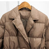 Lagabogy Winter Women White Duck Down Coat Female Notched Collar Double Breasted Coats Casual Lady Drawstring Puffer Outwear