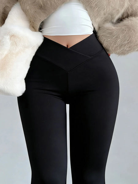 Womens Spring Autumn Flare Pants V Shaped Cross Waist Wide Leg Trousers Elegant Loose Women Long Sweatpants For Slim Figures