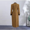 Vintage Large Lapel Tweed Long Coat Women Elegant Loose Double Breasted Belt Coats Lady Winter Classic Chic Street Overcoat