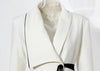 Women's Blazer Skew Collar Asymmetric Pleating Mesh Spliced Slim Designer Suit Jackets Autumn Tide 7AB4740