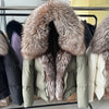 White Duck Down Jacket Winter Women Warm Loose Coat Natural Real Fox Fur Collar Thick Outerwear Parkas