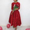 Vintage Sequin Women Church Swing Dresses Long Sleeve O-Neck High Waist Elegant Glitter Banquet Party Evening Dress