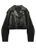 Women Faux PU Leather Jacket Casual Lady Lapel Zipper Short Leather Jacket High Street Motorcycle Coat