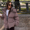 Chic Women Print Hooded Padded Jacket Oversized Zip Up Long Sleeve Warm Winter Coat Casual Daily Ladies Quilted Cotton Outerwear