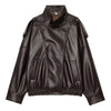 Black Jacket Women's Coat Faux Leather Jacket Outerwears Demi-Season Bomber Moto Biker Zipper Jacket High Neck Short Coat