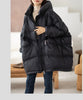 Lagabogy Winter Women White Duck Down Jacket Casual Loose Over Size Warm Parka Female Drawstring Hooded Puffer Coat