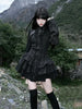 Aoaiiys Mini Dress Women Black Gothic Lace Spliced Dresses Y2K Japanese Streetwear Lolita Dresses Spicy Girls Fall Clothes