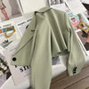Autumn Solid Color Cropped Suit Jacket for Women Turn Down Collar Single Button Blazer Female Casual Office Lady Blazers Coat