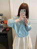 Pleated Cropped Blazer Women Batwing Sleeve Open Front Button Cardigan Jacket Elegant Office Casual Coat