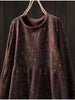 Japanese Vintage Mori Girl Floral Printed Knitted Sweater Pullover Dress Women Autumn O-Neck Long Sleeve Casual Loose Dresses