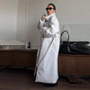 Women's Long Jackets Detachable Shawl Lace Up Waist Cinching Padded Coats Winter Lady Full Sleeve Solid Loose Coat Outerwear