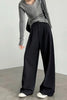 Korean White Suit Pants Women Casual Loose High Waisted Wide Leg Pants Ladies Simple All-Match Office Straight Trousers