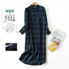 Long Sleeve Sleeping Shirt Nightwear Dress for Woman Plaid Multi Colors Plus Size Shirt Nightdress Cardigan Nighty for Ladies