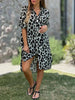 Elegant Women's Loose Dresses Spring Autumn Casual Leopard Print Shirt Dress Herbst Kleider Vestido Femininos