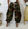 Women Streetwear Drawstring Pants Autumn Winter Camouflage Print Loose Safari Cargo Harem Hip Hop Trousers