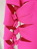 High Street Designer Stylish Dress Women's Long Sleeve Sexy Hollow Out Bow Dress Hot Pink
