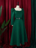 Autumn Stylish Women Evening Party Dress Long Puff Sleeve Elegant Pleated A-Line Gowns Birthday Wedding Celebrate Robes