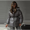 Solid Zipper Drawstring Puffer Jacket Quilted Water-Resistant Loose Winter/Fall Warm Women Outerwear Daily Causal Lady Coat