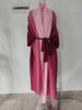 Gradient Pleated Trench Coat For Women Bat Sleeve Scarf Collar Long Windbreaker Female Clothing 2DA2148