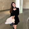 Red Velvet Elegant Party Women's Mini Dresses Christmas Wram French Vintage Dress Ladies Casual Korean Vestidos Year