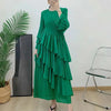 Spring Ruffles Pleated Dress Women Round Neck Flare Sleeves Loose Chic Long Length Female Party Clothes 2DA3391