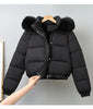 Winter Short Parkas Women's Cotton-padded Clothes Fleece Lining Thicken Warm Outerwear Fur Collar Removable Hooded Quilted Coat