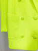 High Street Designer Jacket Women Peak Strong Shoulder Double Breasted Long Blazer Fluorescein