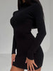 Autumn Knitted Turtleneck Dress Women Long Sleeve Bodycon Midi Dresses Female Elegant Solid Color Skinny Dress