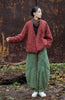 Winter Chinese Style Parkas For Women Bandage Plus Cotton Coats Long Sleeve Loose Pockets Vintage Cotton Parkas