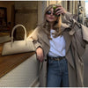 Solid Lace Up Long Trench Coat Women Full Sleeve Lapel Single Breasted Loose Outerwear Chic Lady Autumn Street Windbreak