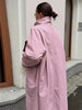 Stand Collar Oversized Long Trench Coat Women Street Single Button Half Sleeve Side Split Loose Jackets Chic Lady Outerwears