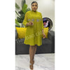 Autumn and Winter Africa Women's Clothing Solid Color Splicing Dress Pleated Loose Women's Cardigan Dresses