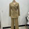 Elegant Stripe Blazer Women Loose Full Sleeve Stand Collar Single Breasted Coats Female Spring Outwear Lady