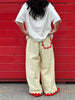 Colorful Striped Wide Leg Trousers Women Bohemian High Waist Multi-color Panelled Slim Straight Pants Lady Beachwear