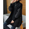 Women's Parkas Autumn Winter Loose Mid Long Casual Splicing knitted Warm Female Jacket Outwear Overcoat Woman