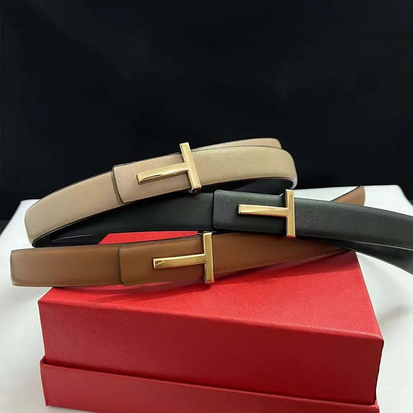 Thin 2.5cm Women Belt Designer Ladies Reversible Leather Belts for Women Female Belt Buckle for Jeans dress belt