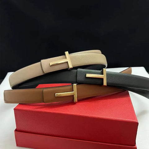 Thin 2.5cm Women Belt Designer Ladies Reversible Leather Belts for Women Female Belt Buckle for Jeans dress belt