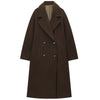 Women's Coat Brown Tweed Wool & Blends Coats Demi-Season Outerwears Oversize Long Coat Woman Peacoat Long Sleeve Overcoats