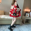Women's Cardigan Sweater Coat Women Knitted Loose Cartoon Print Christmas Outwear Vintage V-neck Long Sleeve Sweater Cardigans