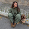 Casual Solid Knit Top Pants Set Women Stand Collar Full Sleeve Sweater Wide Leg Trousers Sets Autumn Lady Suit