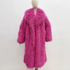 Colorful Fahionable Faux Fur Mongolian Jacket Long Tailored Collar Plush Winter Coat for Women Elegant Loose Fit Outerwear